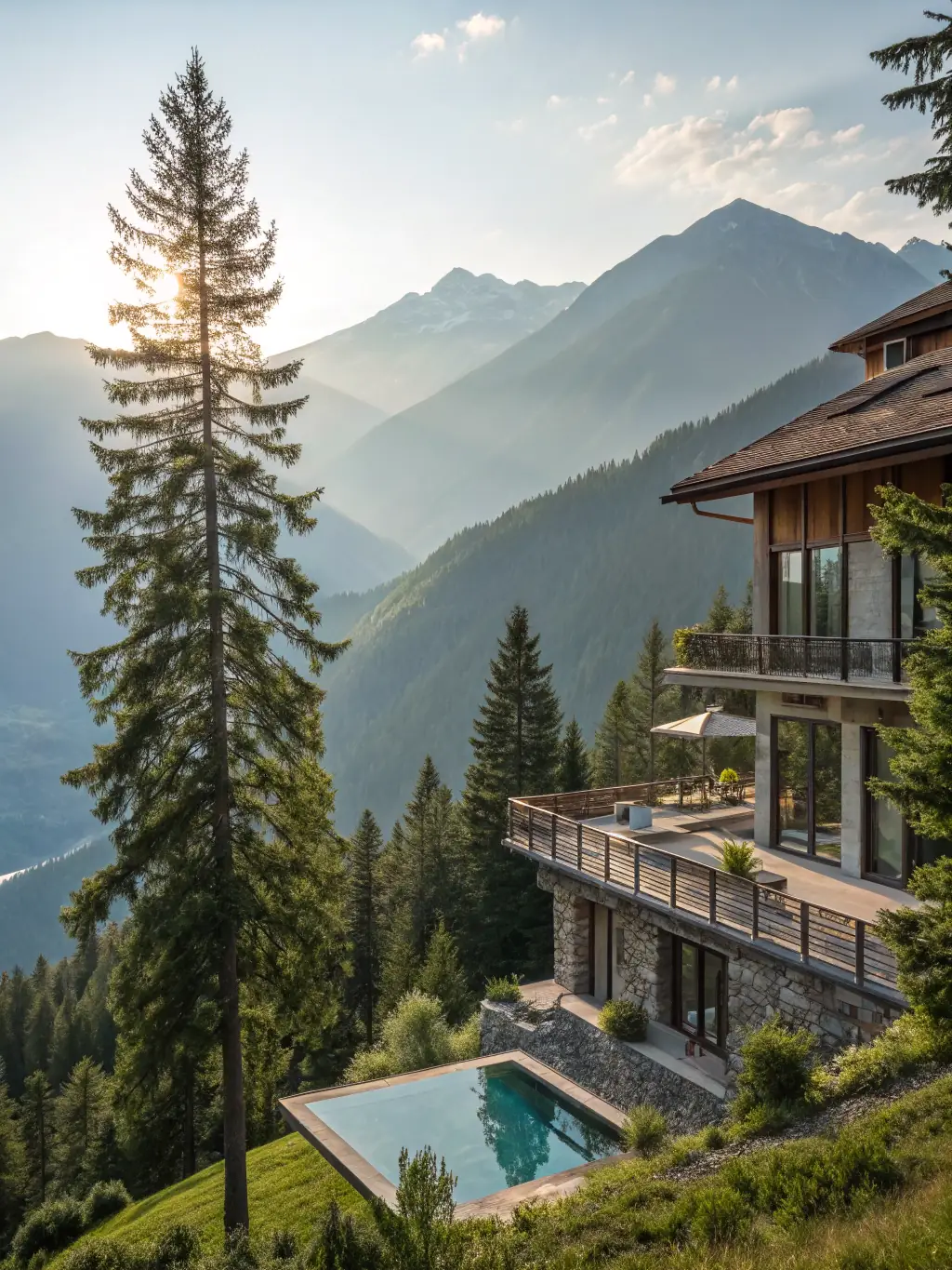 A modern villa in the Atlas Mountains, featuring panoramic mountain views, a private terrace, and luxurious amenities for a secluded retreat.