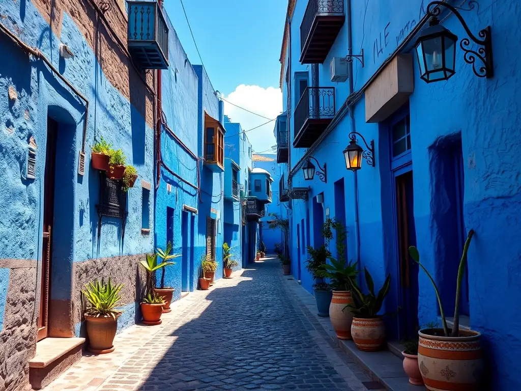 A picturesque view of Chefchaouen, the 'Blue Pearl' of Morocco, with its stunning blue-washed buildings and charming streets.